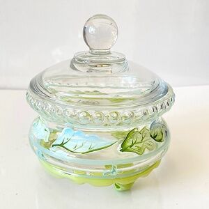 Tracy Porter Glass Sugar Bowl or Candy Dish Hand Painted Vintage